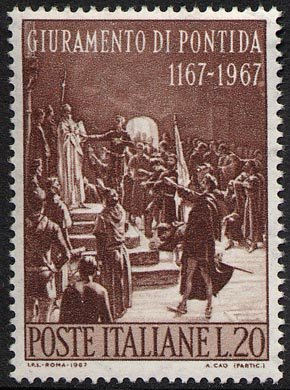 Francobollo Usato Rep. Italiana 1967 8^ CENTENARIO DEL GIURAMENTO DI PONTIDA