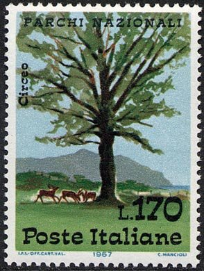 Francobollo Usato Rep. Italiana 1967 PARCHI NAZIONALI 170 Lire Daini