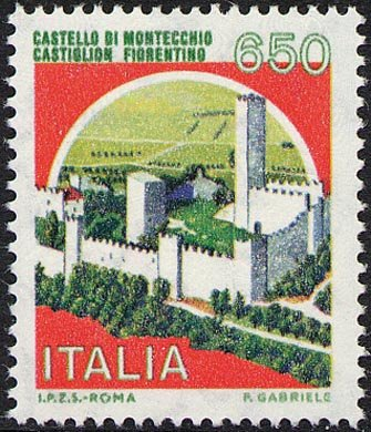 Francobollo Usato Rep. Italiana 1986 650 Lire Castello di Montecchio