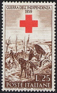 Francobollo Usato Rep. Italiana 1959 CENTENARIO DELLA II GUERRA D'INDIPENDENZA 25 Lire