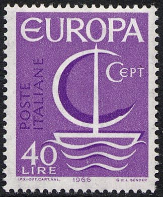 Francobollo Usato Rep. Italiana 1966 EUROPA UNITA: 11^ EMISSIONE 40 Lire