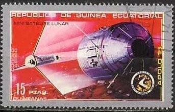 Francobollo Nuovo con annullo di favore Guinea Equatoriale 1972 Lunar mini satellite 15 Peseta