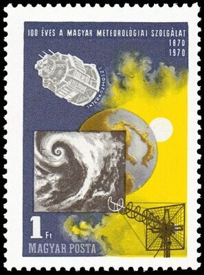 Francobollo Nuovo con annullo di favore Ungheria 1970 100th Anniversary of Meteorological Service in Hungary