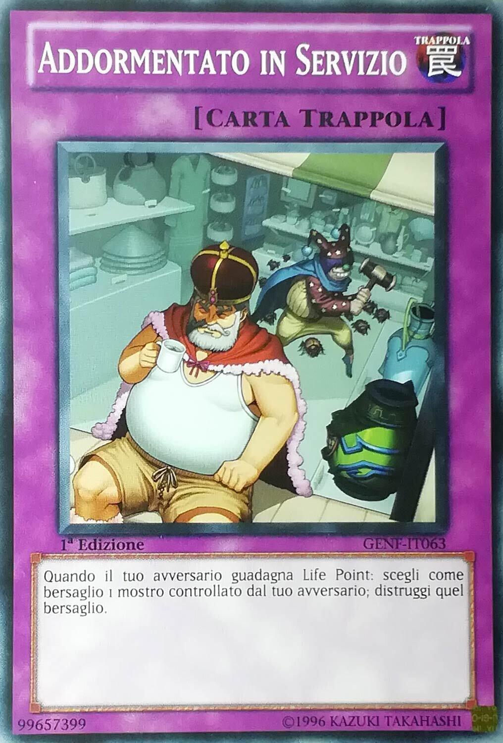 Carta YUGIOH-Addormentato in Servizio-GENF-ITA-EX-Common 1.Ed