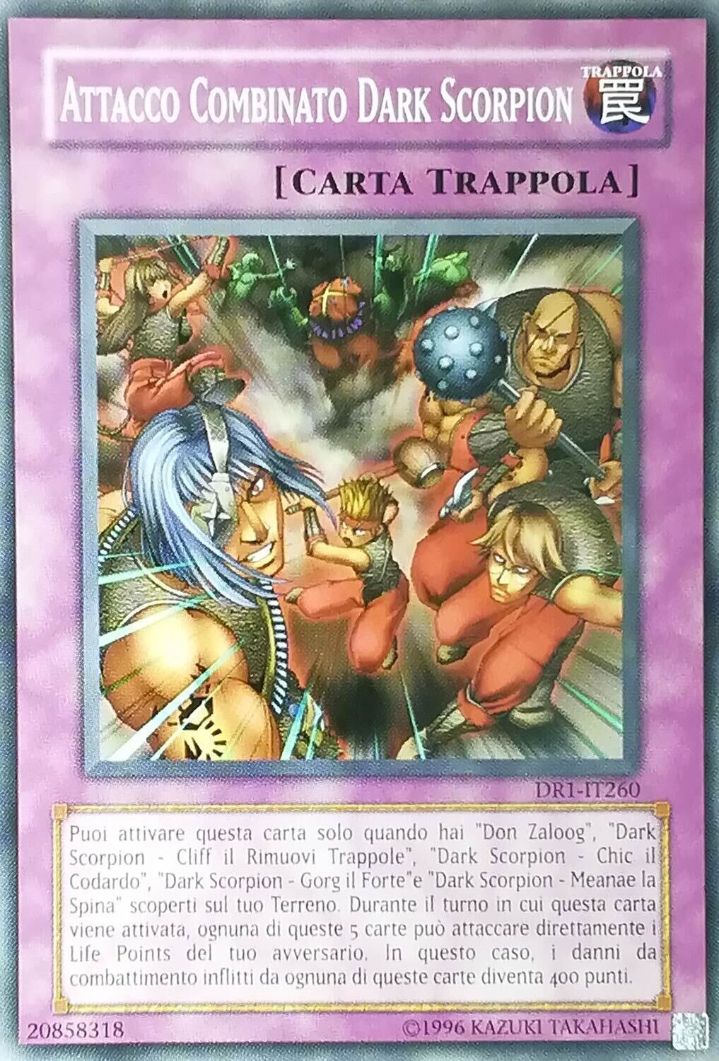 Carta YUGIOH-Attacco Combinato Dark Scorpion-DR1-ITA-Played-Common