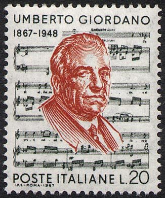 Francobollo Usato Rep. Italiana 1967 CENTENARIO DELLA NASCITA DI UMBERTO GIORDANO