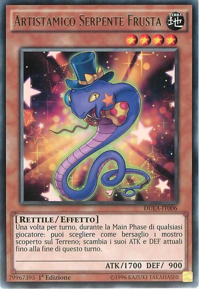 Carta YUGIOH-Artistamico Serpente Frusta-DUEA-IT006-ITA-Good-Rare 1.Ed