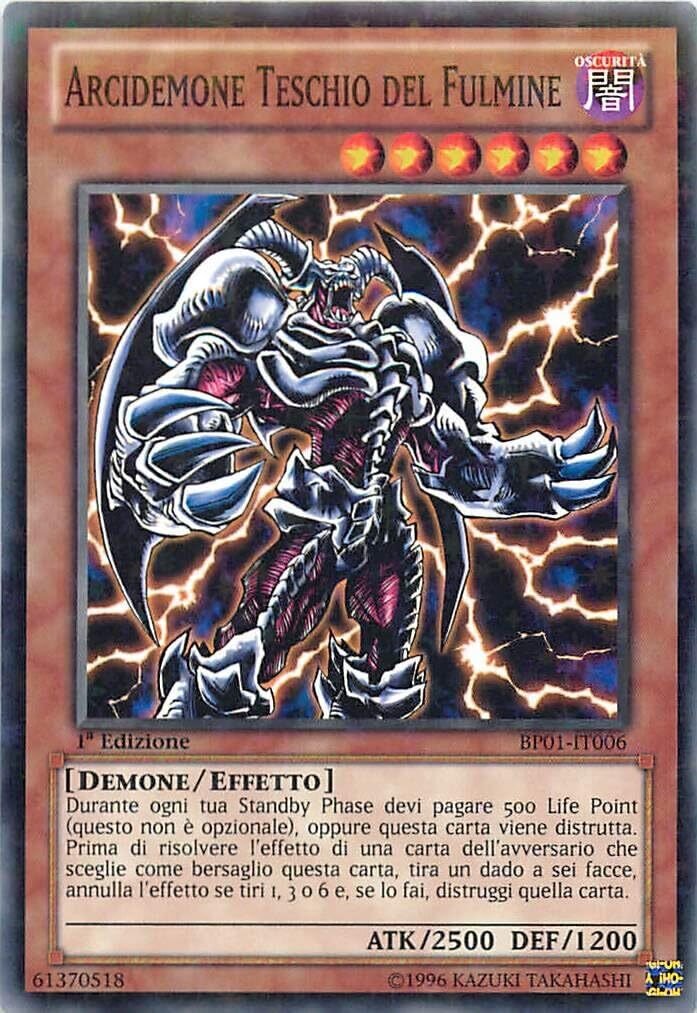 Carta YUGIOH-Arcidemone Teschio del Fulmine (V.1 - Rare)-BP01-IT006-ITA-Poor-Rare