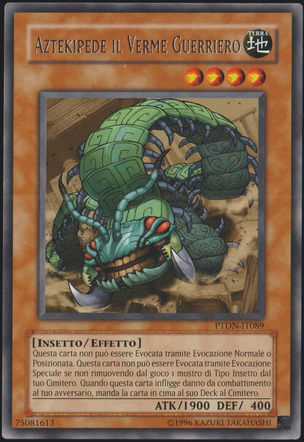 Carta YUGIOH-Aztekipede il Verme Guerriero-PTDN-IT089-EN-Good-Rare 1.Ed