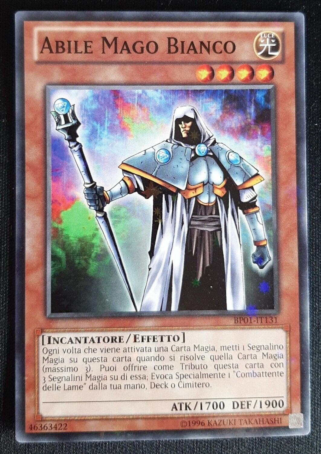 Carta YUGIOH-Abile Mago Bianco (V.2 - Starfoil Rare)-BP01-IT131-ITA-EX-Rare