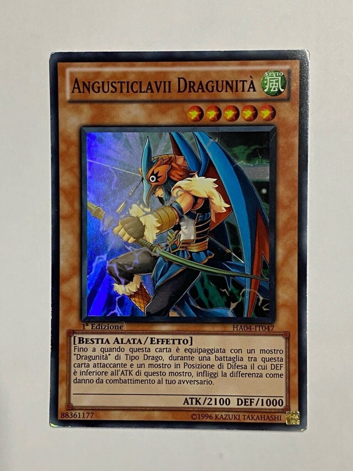 Carta YUGIOH-Angusticlavii Dragunità-HA04-IT047-ITA-EX-Super Rare 1.Ed