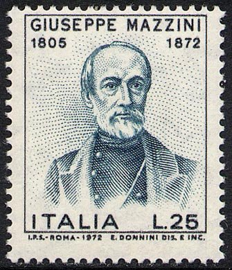 Francobollo Usato Rep. Italiana 1972 CENTENARIO DELLA MORTE DI GIUSEPPE MAZZINI 90 Lire