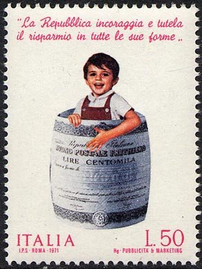 Francobollo Usato Rep. Italiana 1971 RISPARMIO POSTALE 50 Lire
