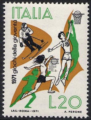 Francobollo Usato Rep. Italiana 1971 GIOCHI DELLA GIOVENTÙ 20 Lire