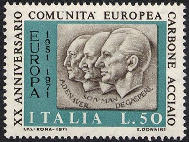 Francobollo Usato Rep. Italiana 1971 VENTENNALE DELLA C.E.C.A. 50 Lire
