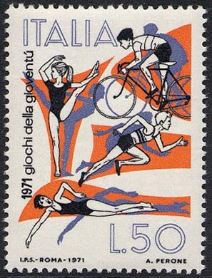Francobollo Usato Rep. Italiana 1971 GIOCHI DELLA GIOVENTÙ 50 Lire