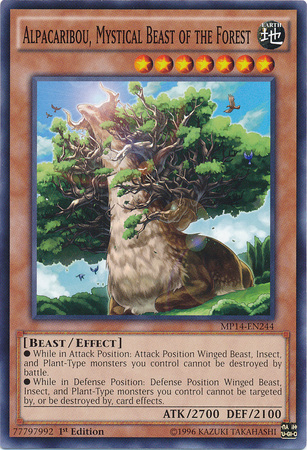Carta YUGIOH-Alpacaribou Bestia Mistica della Foresta-MP14-IT244-ITA-EX-Common 1Ed