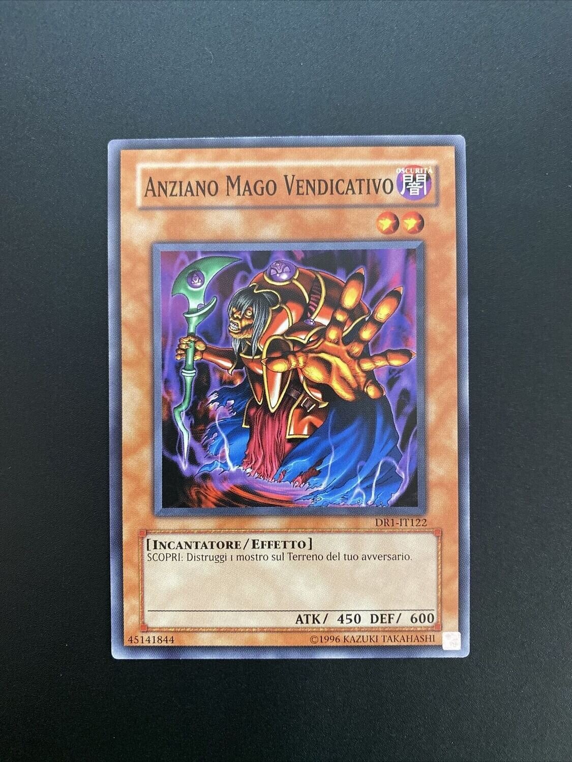 Carta YUGIOH-Anziano Mago Vendicativo-DR1-IT122-ITA-Good-Common