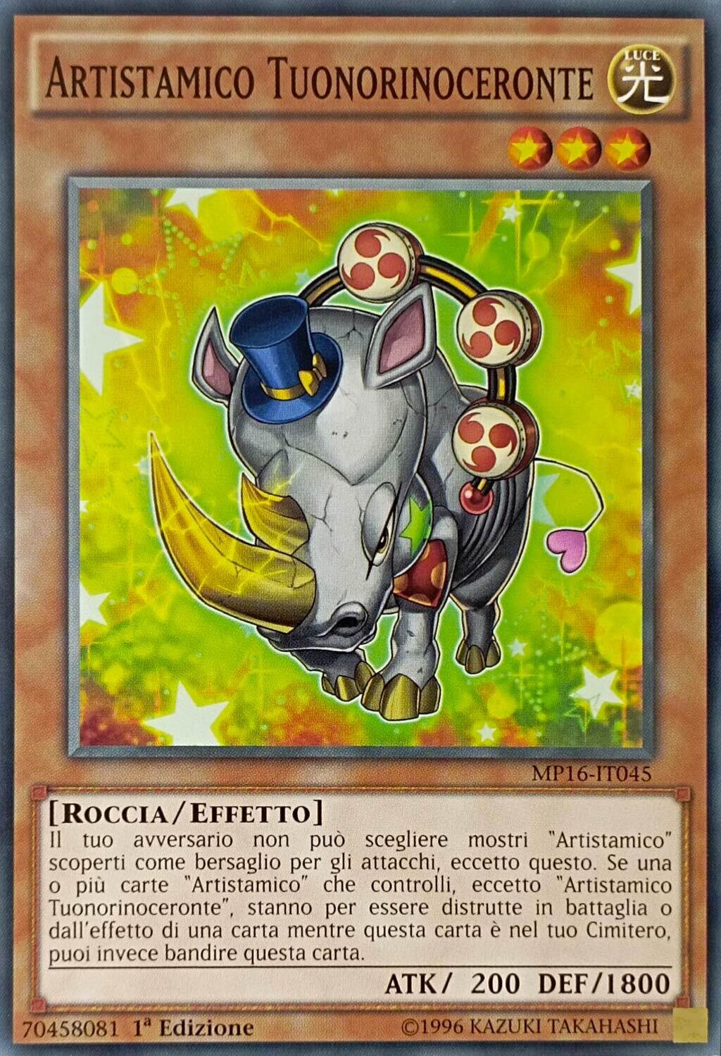 Carta YUGIOH-Artistamico Tuonorinoceronte-MP16-IT045-ITA-Good-Common 1.Ed