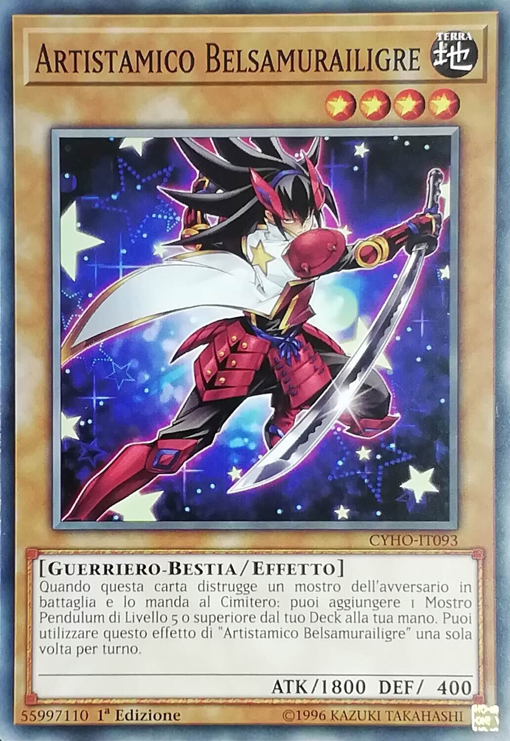 Carta YUGIOH-Artistamico Belsamurailigre-CYHO-IT093-ITA-EX-Common 1.Ed
