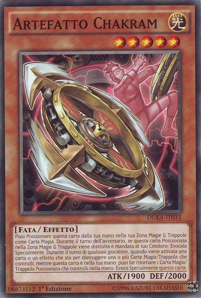 Carta YUGIOH-Artefatto Chakram-DUEA-IT033-ITA-Poor-Common 1.Ed