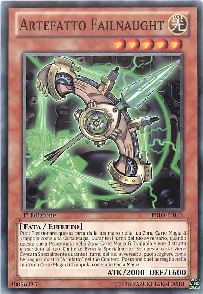 Carta YUGIOH-Artefatto Failnaught-PRIO-IT013-ITA-EX-Common 1.Ed