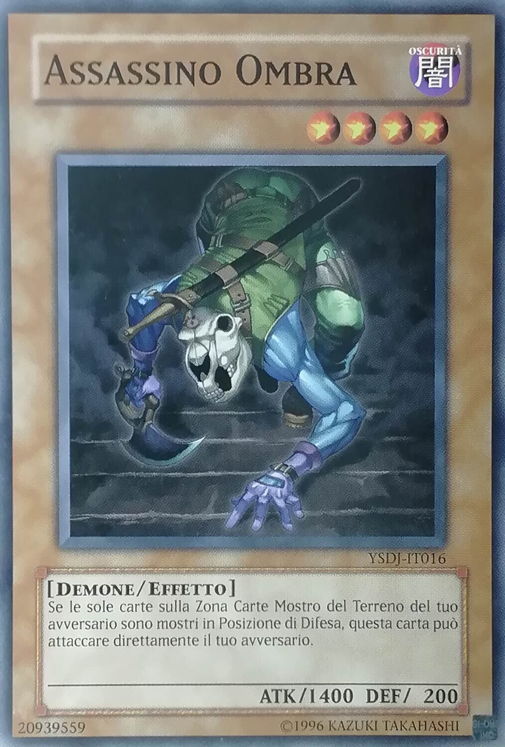 Carta YUGIOH-Assassino Ombra-YSDJ-IT016-ITA-Poor-Common 1.Ed