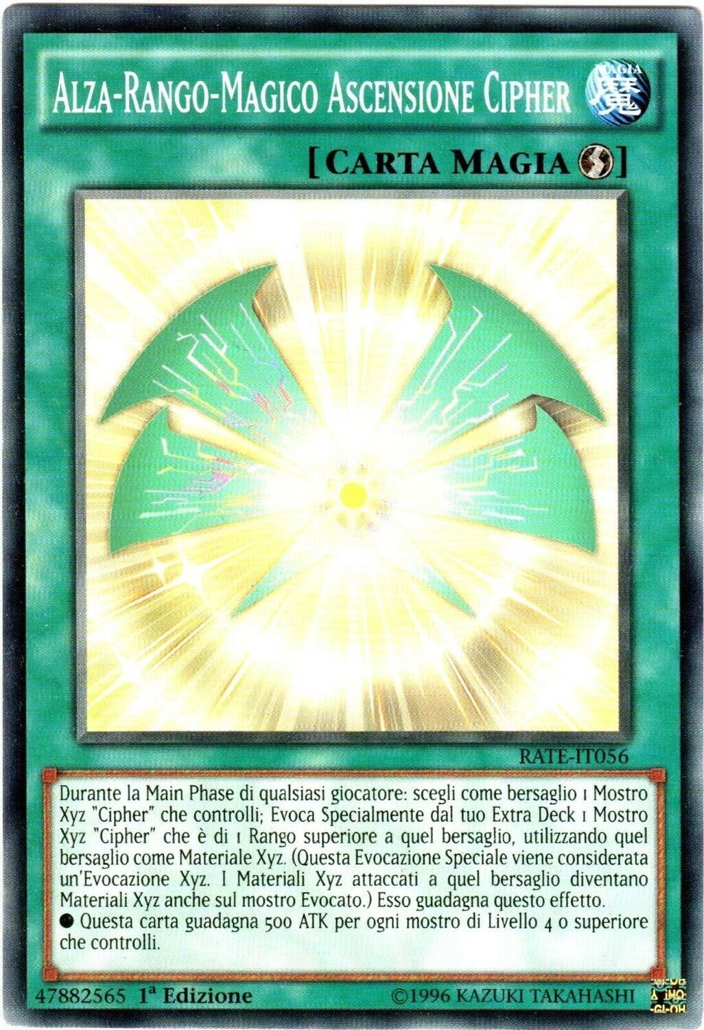 Carta YUGIOH-Alza-Rango-Magico ascensione Cipher-RATE-IT056-ITA-EX-Common 1.Ed