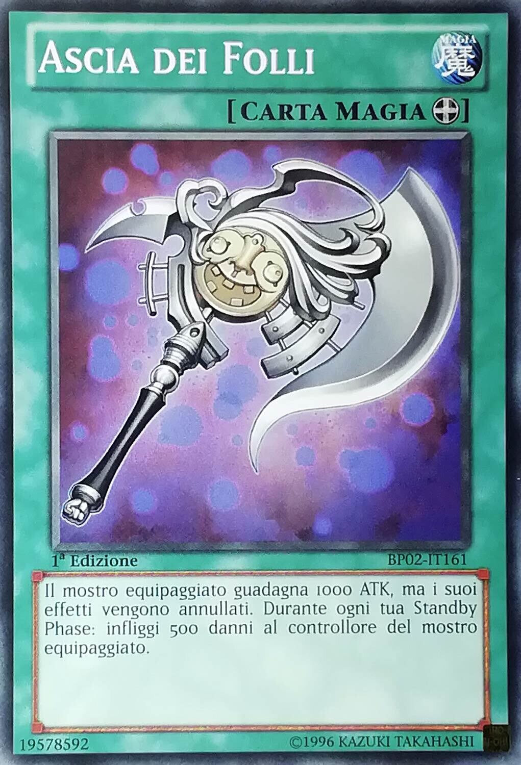 Carta YUGIOH-Ascia dei Folli-BP02-IT161-ITA-EX-Common 1.Ed