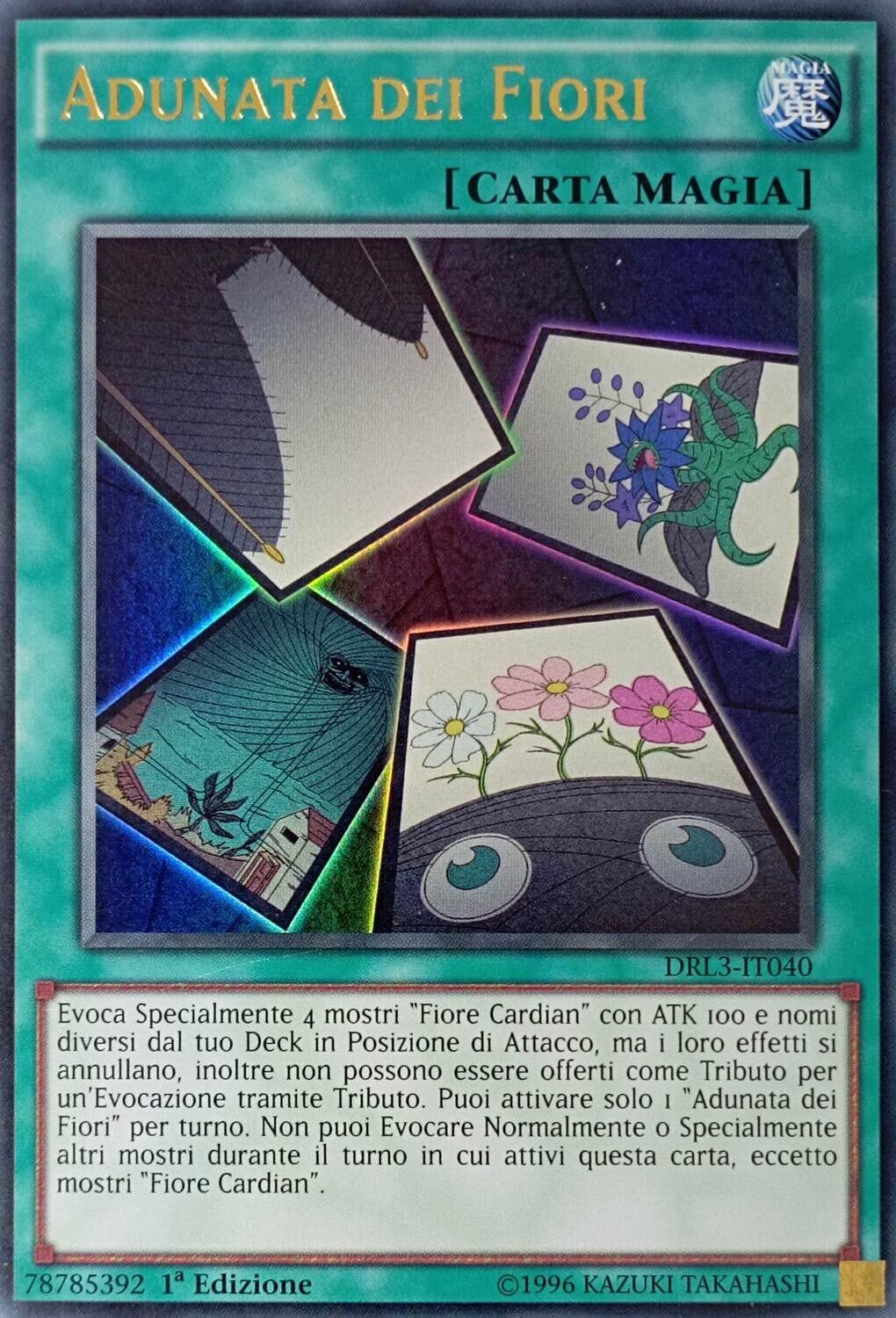 Carta YUGIOH-Adunata dei Fiori-DRL3-IT040-ITA-EX-Ultra Rare 1.Ed