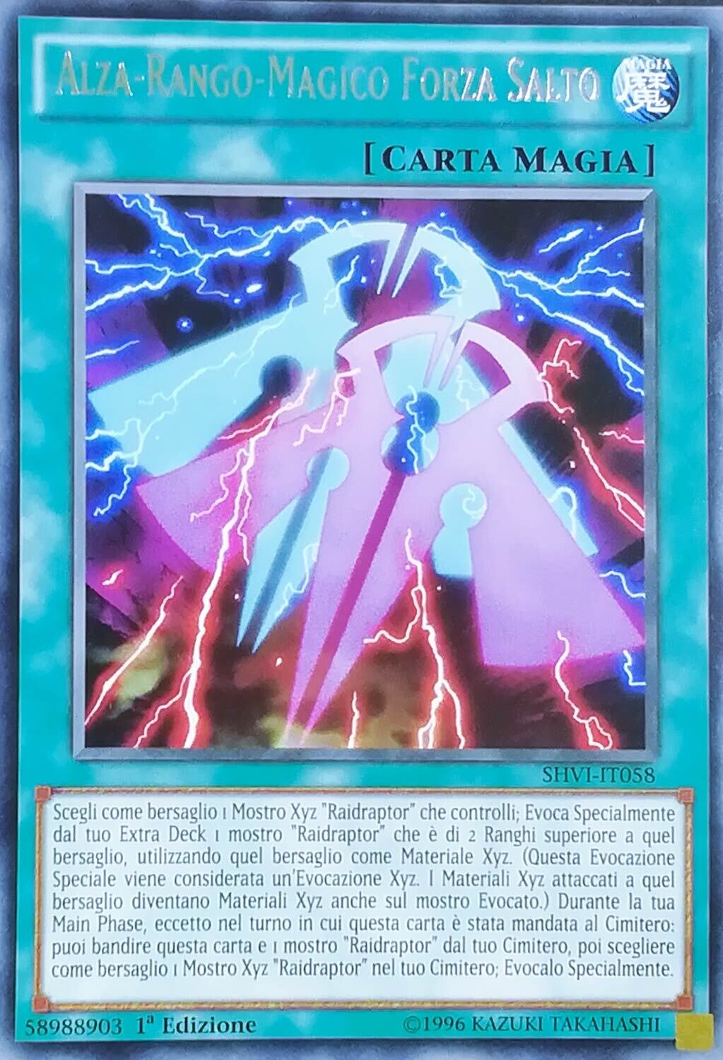Carta YUGIOH-Alza-Rango-Magico Forza Salto-SHVI-IT058-ITA-EX-Rare 1.Ed