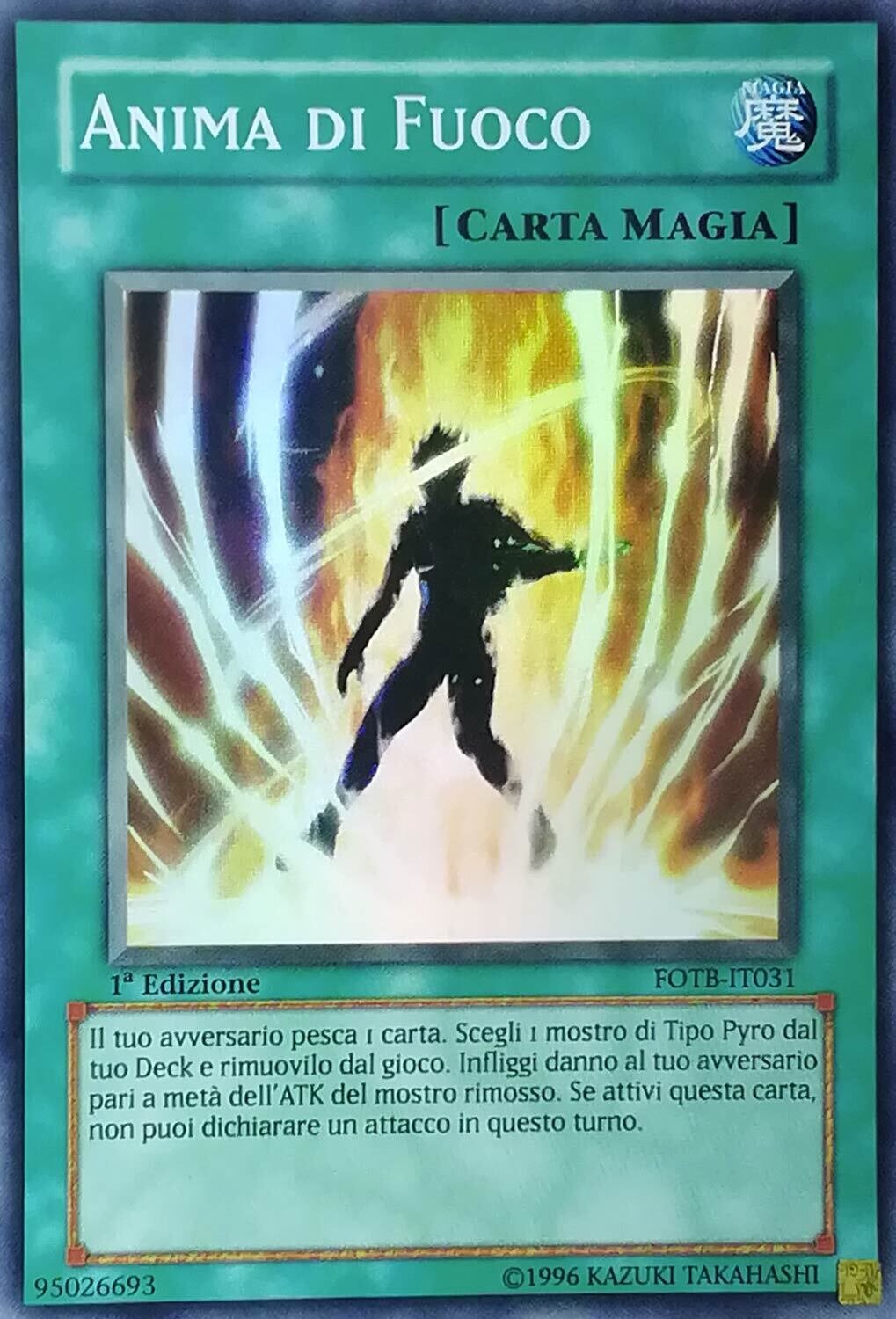 Carta YUGIOH-Anima di Fuoco-FOTB-IT031-ITA-EX-Super Rare 1.Ed