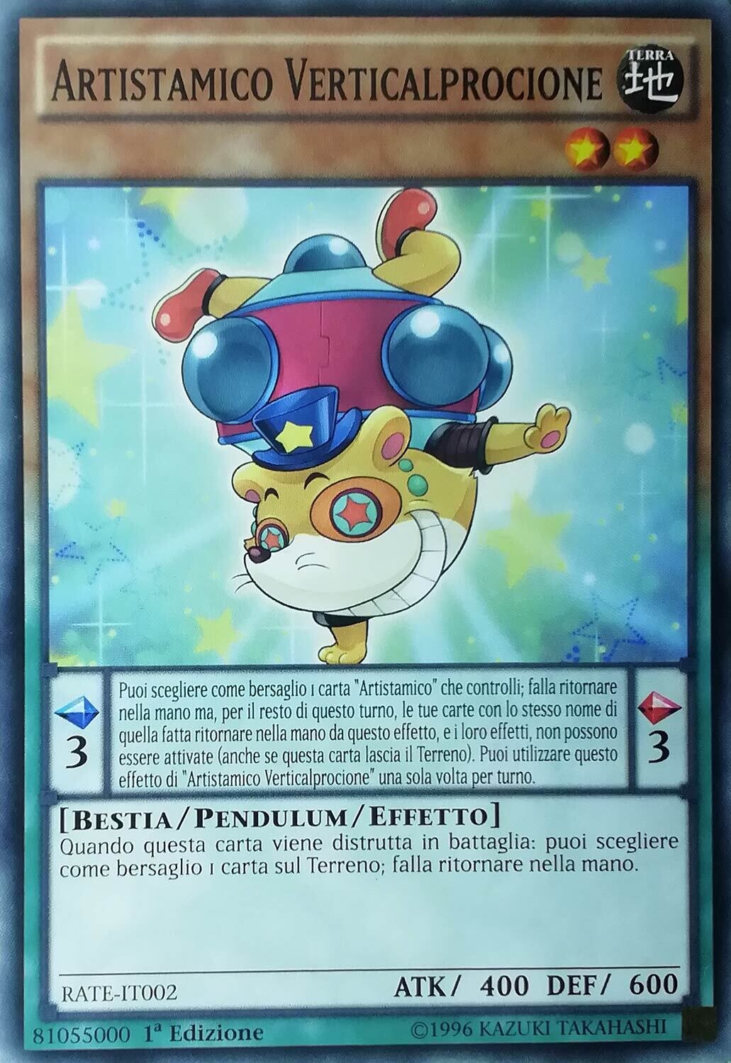 Carta YUGIOH-Artistamico Verticalprocione-RATE-IT002-ITA-EX-Common 1.Ed
