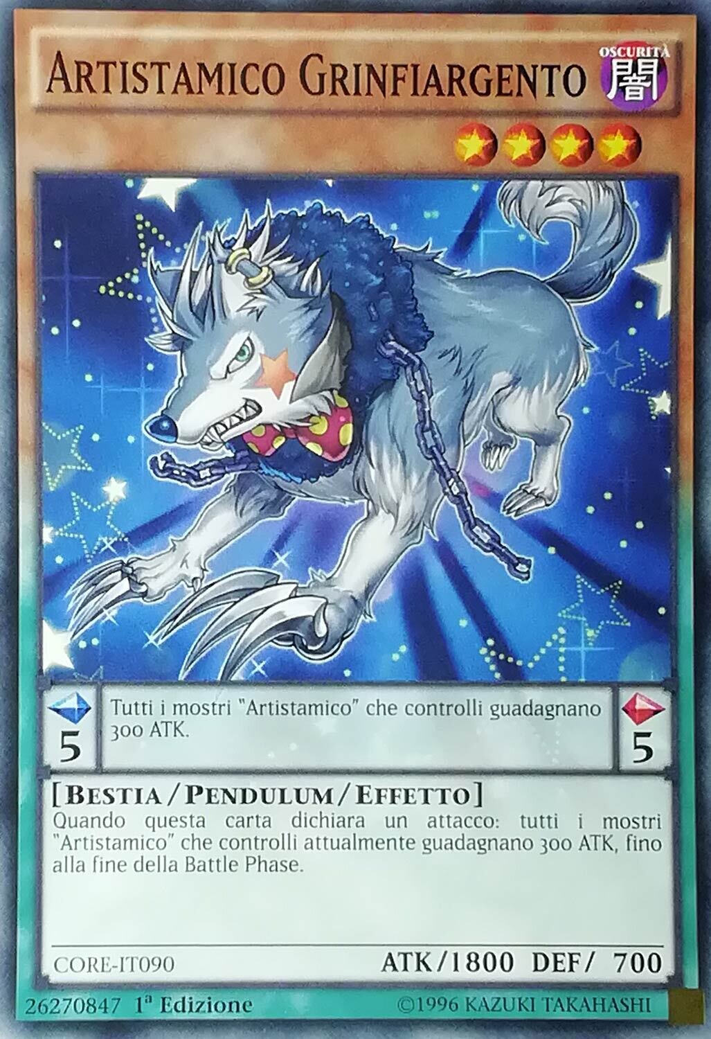 Carta YUGIOH-Artistamico Grinfiargento-CORE-IT090-ITA-EX-Common 1.Ed