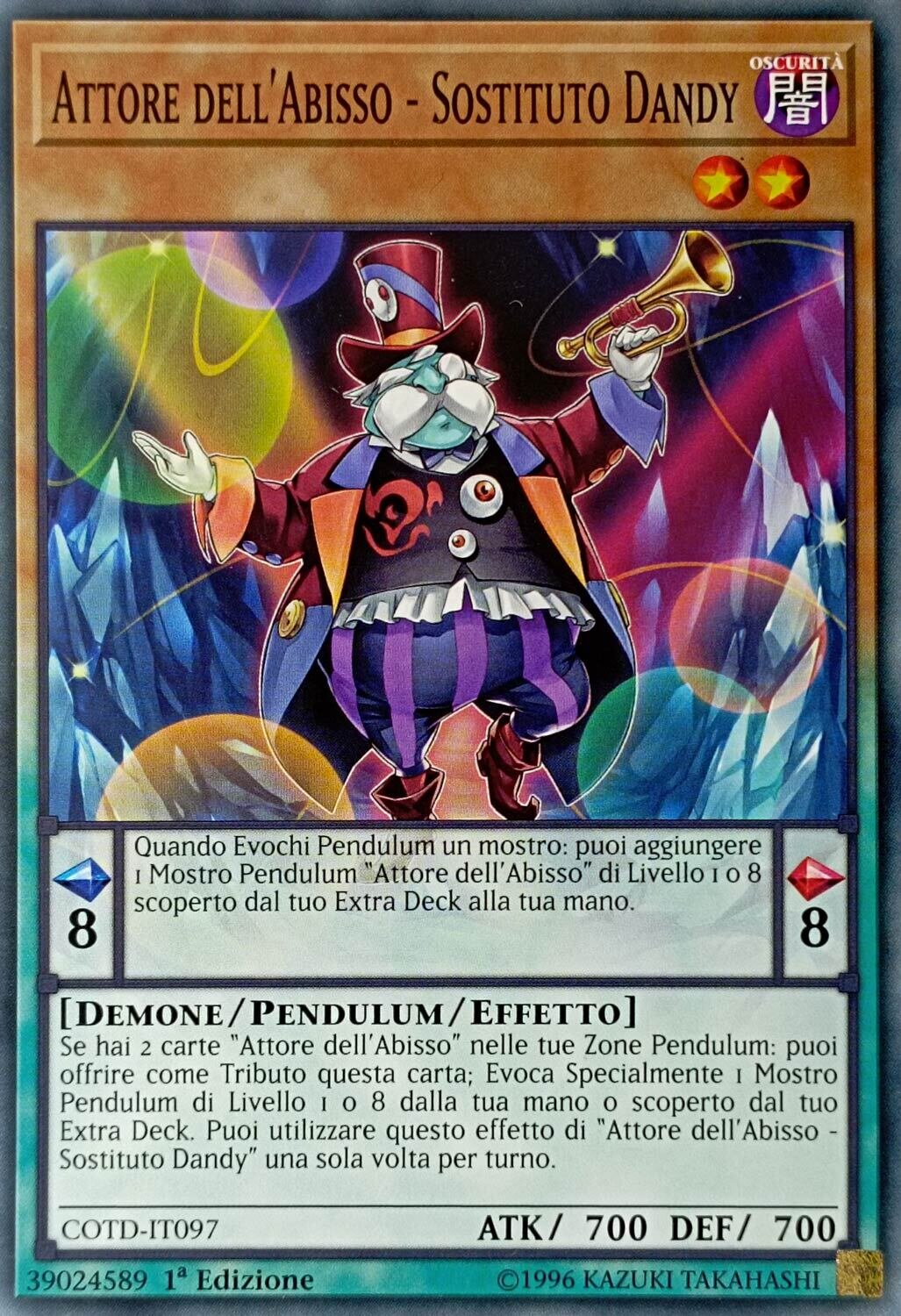 Carta YUGIOH-Attore dell'Abisso - Sostituto Dandy-COTD-IT097-ITA-EX-Common 1.Ed
