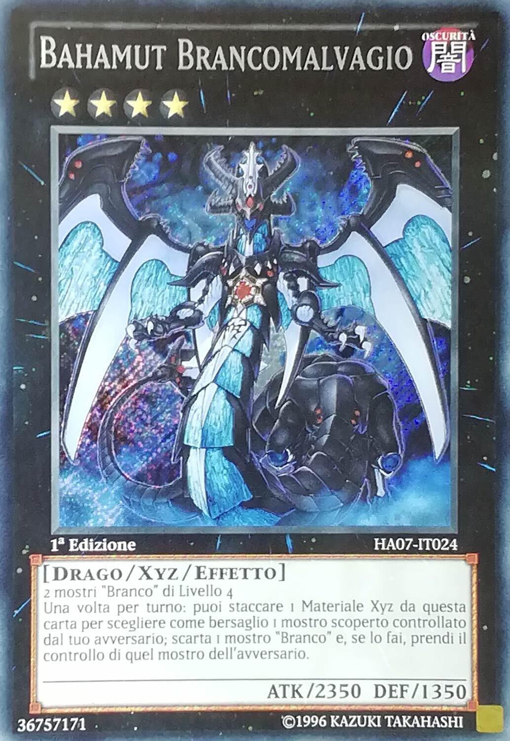 Carta YUGIOH-Bahamut Brancomalvagio-HA07-IT024-ITA-Good-Secret Rare 1.Ed