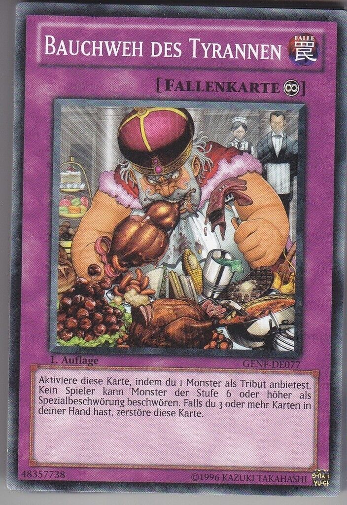 Carta YUGIOH-Bauchweh des Tyrannen-GENF-DE077-DE-EX-Common 1.Ed