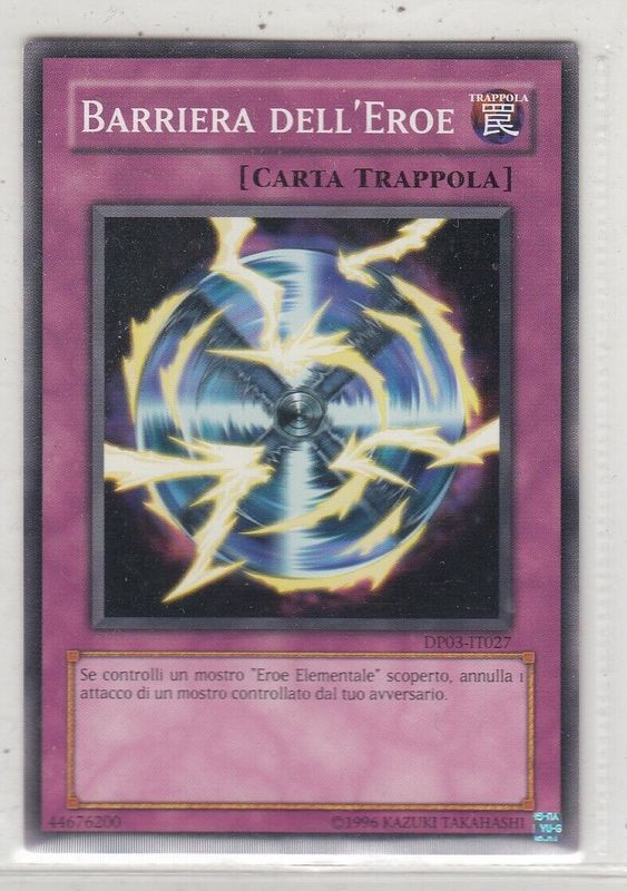 Carta YUGIOH-Barriera dell'Eroe-DP03-IT027-ITA-Good-Common 1.Ed