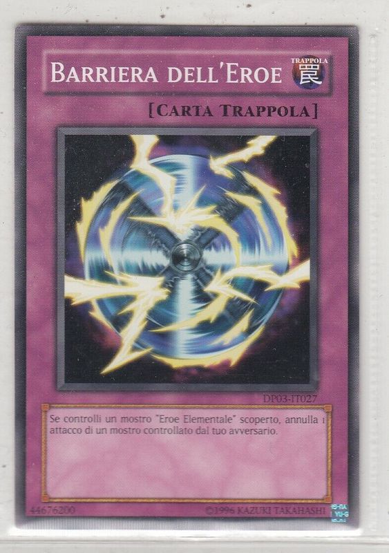 Carta YUGIOH-Barriera dell'Eroe-DP03-IT027-ITA-Played-Common