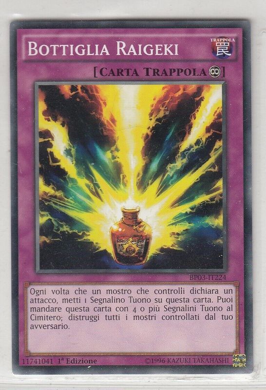 Carta YUGIOH-Bottiglia Raigeki-BP03-IT224-ITA-EX-Common 1.Ed