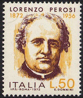 Francobollo Usato Rep. Italiana 1972 CENTENARIO DELLA NASCITA DI LORENZO PEROSI 50 Lire