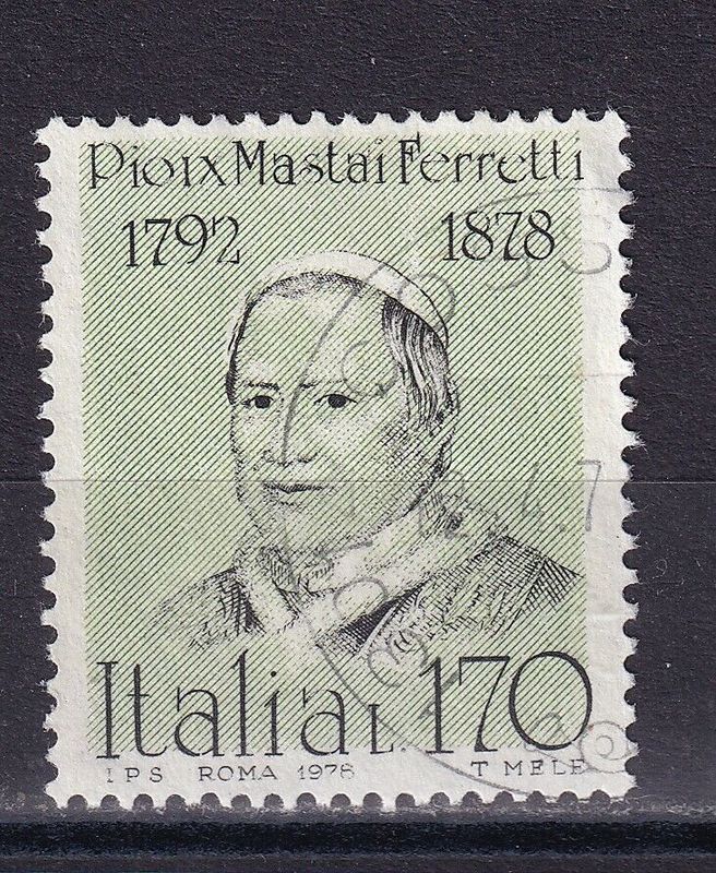 Francobollo Usato Rep. Italiana 1978 UOMINI ILLUSTRI: 6^ EMISSIONE 170 Lire Pio IX