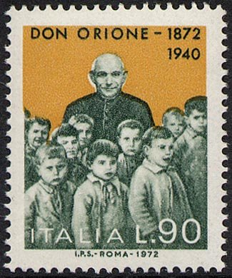 Francobollo Usato Rep. Italiana 1972 CENTENARIO DELLA NASCITA DI DON LUIGI ORIONE 90 Lire
