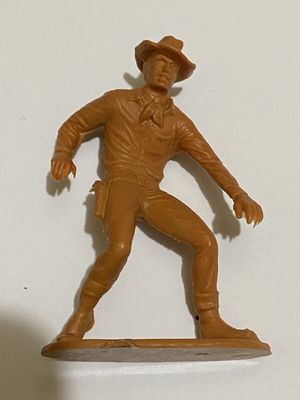 Soldatino Vintage anni 60 western tipo Marx Toys colore marrone scuro