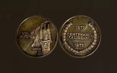 Medaglia Italia 1972 -Centenario vini Calissano in Argento VG - B (bella)