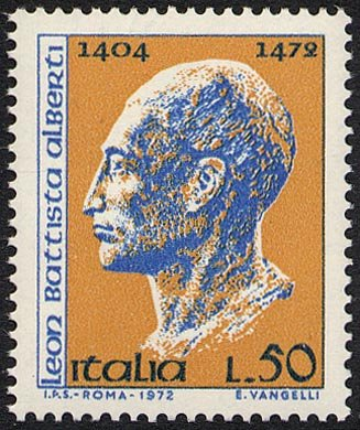 Francobollo Usato Rep. Italiana 1972 5^ CENTENARIO MORTE LEON BATTISTA ALBERTI