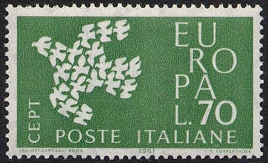 Francobollo Usato Rep. Italiana 1961 EUROPA UNITA: 6^ EMISSIONE 70 Lire