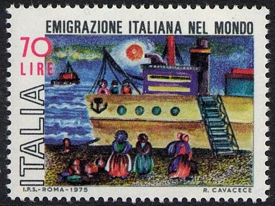 Francobollo Usato Rep. Italiana 1975 EMIGRATI ITALIANI NEL MONDO 70 Lire