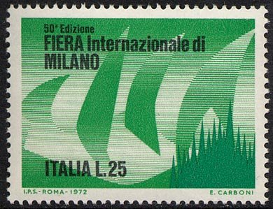 Francobollo Usato Rep. Italiana 1972 50^ FIERA DI MILANO 25 Lire Francobollo Usato Rep. Italiana 1972 50^ FIERA DI MILANO 25 Lire