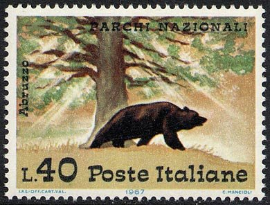 Francobollo Usato Rep. Italiana 1967 PARCHI NAZIONALI 40 L